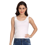 Women's Regular Fit Cotton U Neck Spaghetti Slips Camisoles 3 white  Combo Pack of 3
