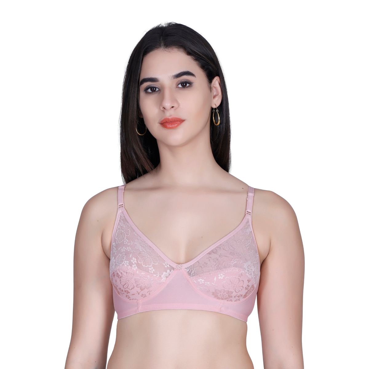 Aimly Women’s Lace Non-Padded Wireless Bra | Full Coverage Comfort Bra with Adjustable Straps | Soft Everyday Supportive Lingerie for Women (Pack 1)