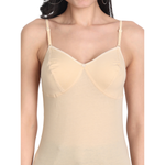 Women's Regular Fit Adjustable Strap Cotton Bra Cum Camisole Slip Spaghetti Combo pack of 2