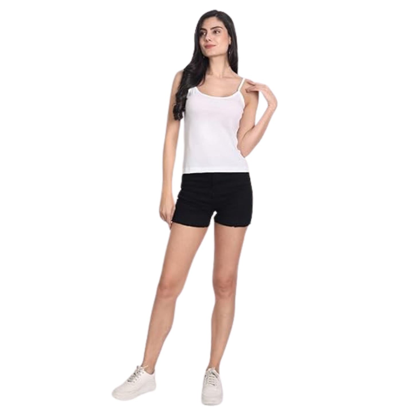Women's Regular Fit Thin Strap Sleeveless Cotton Camisole Slip Spaghetti Multicolor Combo pack of 3 