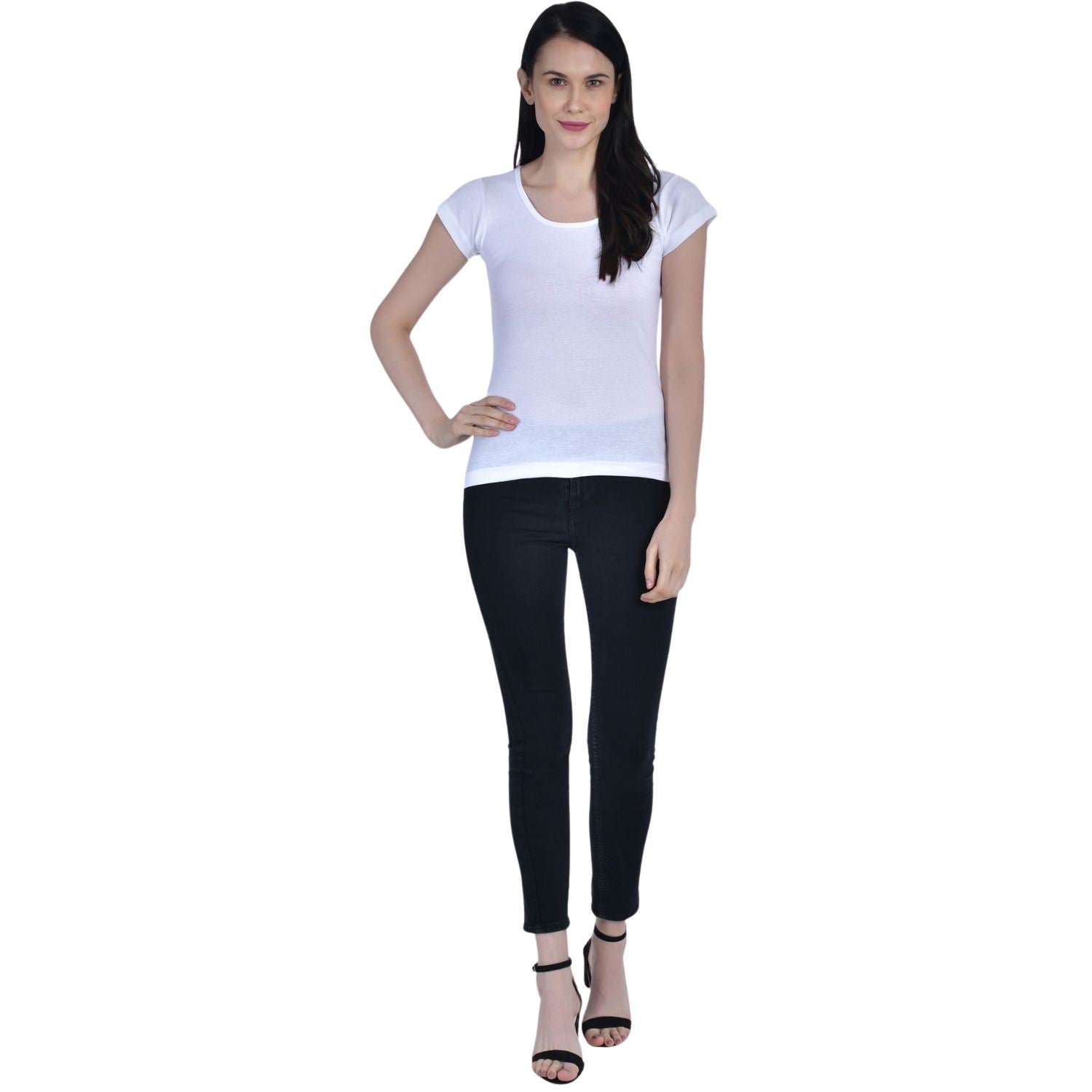 Women's Cotton Cap Sleeve Camisole Slip 2 white paghetti Pack-2