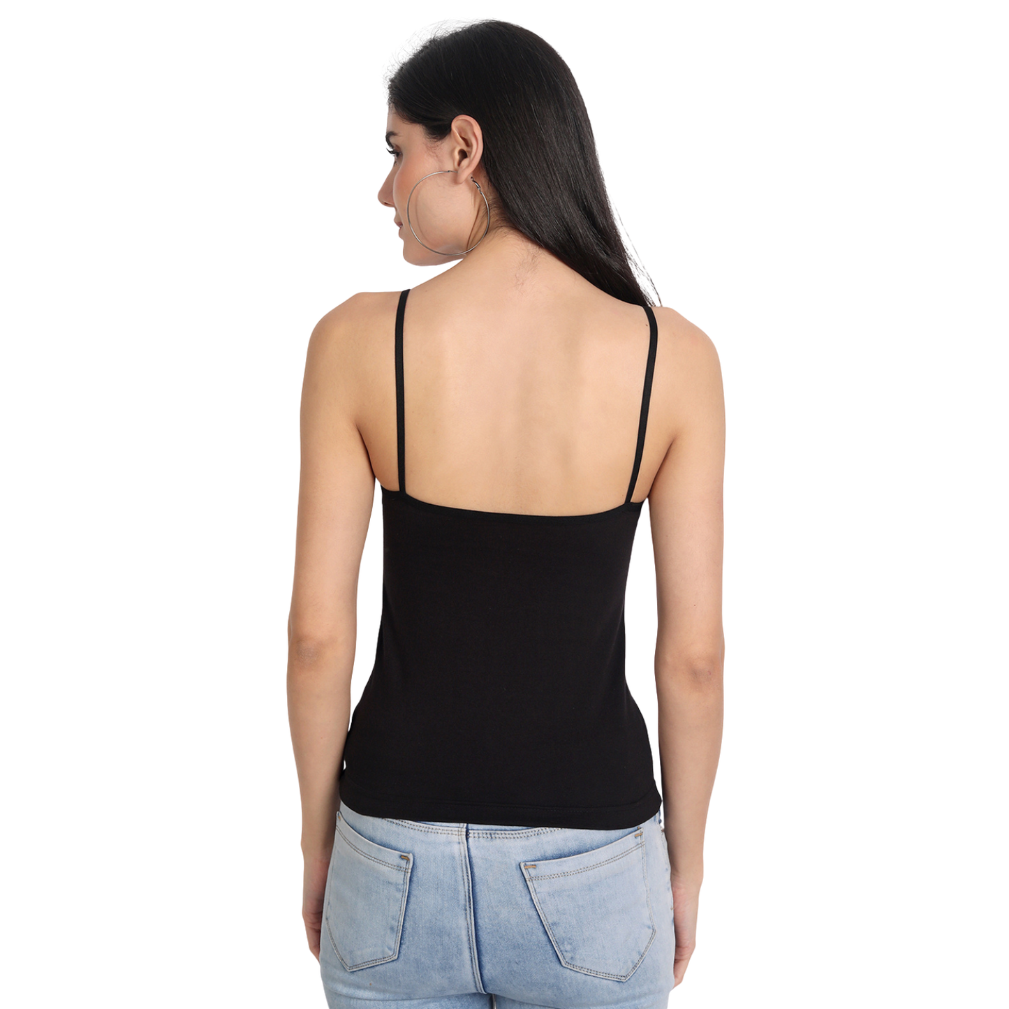 Women's Regular Fit Adjustable Strap Cotton Bra Cum Camisole Slip Spaghetti Multicolor Combo pack of 3 ( 1 Blk 2 Bge )