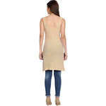 Women's Cotton Sleeveless Long Kurti Camisole Slip beige_white Spaghetti P2