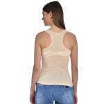 Women's Regular Fit Wide Strap Sleeveless Cotton Camisole Slip Spaghetti beige and black Combo pack of 2