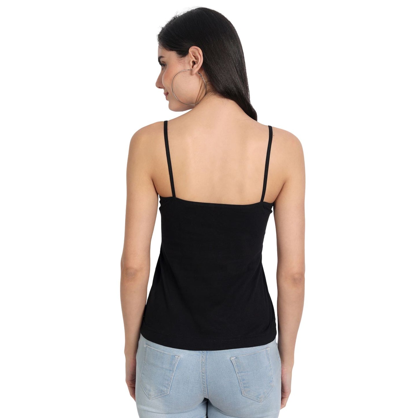 Aimly Women's Cotton Sleeveless Adjustable Strap Spaghetti 2 BEIGE 1 BLACK- Pack of 3