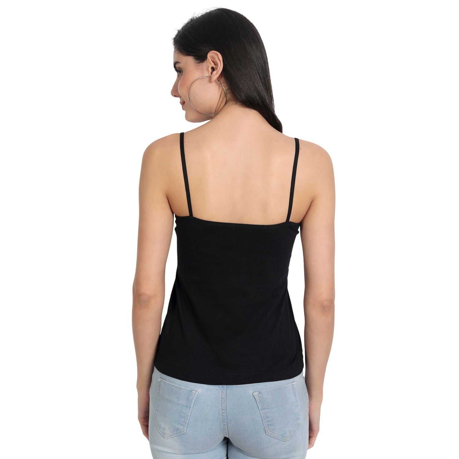 Aimly Women's Cotton Sleeveless Adjustable Strap Spaghetti 2 BEIGE 1 BLACK- Pack of 3