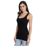 Women's Regular Fit Wide Strap Sleeveless Cotton Camisole Slip Spaghetti 1White_1Black Combo pack of 2