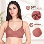 Aimly Women's Cotton Bra Panty Set – Non-Padded, Wire-Free Bra with Adjustable Straps, Mid Coverage
