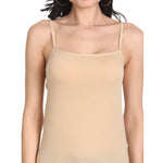 Aimly Women's Cotton Sleeveless Adjustable Strap Camisole Slip Spaghetti 3 BEIGE - Pack of 3