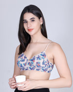 Aimly Floral Printed Soft Padded Lycra Mid Coverage Everyday Women Bra | Wireless Comfort Fit Breathable Stretch Fabric Lightly Padded Bra | Adjustable Strap Seamless Daily Wear Supportive lingerie