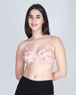 Aimly Floral Printed Soft Padded Lycra Mid Coverage Everyday Women Bra | Wireless Comfort Fit Breathable Stretch Fabric Lightly Padded Bra | Adjustable Strap Seamless Daily Wear Supportive lingerie