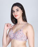 Aimly Floral Printed Soft Padded Lycra Mid Coverage Everyday Women Bra | Wireless Comfort Fit Breathable Stretch Fabric Lightly Padded Bra | Adjustable Strap Seamless Daily Wear Supportive lingerie