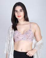 Aimly Floral Printed Soft Padded Lycra Mid Coverage Everyday Women Bra | Wireless Comfort Fit Breathable Stretch Fabric Lightly Padded Bra | Adjustable Strap Seamless Daily Wear Supportive lingerie