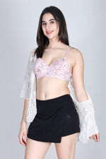 Aimly Floral Printed Soft Padded Lycra Mid Coverage Everyday Women Bra | Wireless Comfort Fit Breathable Stretch Fabric Lightly Padded Bra | Adjustable Strap Seamless Daily Wear Supportive lingerie