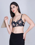 Aimly Floral Printed Soft Padded Lycra Mid Coverage Everyday Women Bra | Wireless Comfort Fit Breathable Stretch Fabric Lightly Padded Bra | Adjustable Strap Seamless Daily Wear Supportive lingerie