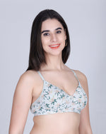 Aimly Floral Printed Soft Padded Lycra Mid Coverage Everyday Women Bra | Wireless Comfort Fit Breathable Stretch Fabric Lightly Padded Bra | Adjustable Strap Seamless Daily Wear Supportive lingerie