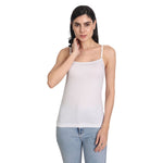 Aimly Women's Cotton Sleeveless Adjustable Strap Camisole Slip Spaghetti 2 WHITE - Pack of 2