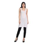 Women's Cotton Sleeveless Long Kurti Camisole Slip 2 white Spaghetti P2