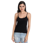 Aimly Women's Cotton Sleeveless Adjustable Strap Spaghetti 2 BEIGE 1 BLACK- Pack of 3