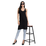 Women's Cotton Sleeveless Long Kurti Camisole Slip Spaghetti 2 Beige  1 Black combo P3 