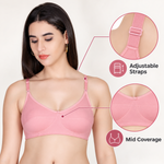 Aimly Women's Cotton Bra Panty Set – Non-Padded, Wire-Free Bra with Adjustable Straps, Mid Coverage