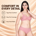 Aimly Women's Cotton Bra Panty Set – Non-Padded, Wire-Free Bra with Adjustable Straps, Mid Coverage