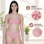 Aimly Women's Cotton Bra Panty Set – Non-Padded, Wire-Free Bra with Adjustable Straps, Mid Coverage