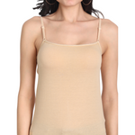 Women's Regular Cotton Sleeveless Adjustable Strap Camisole Slip Spaghetti