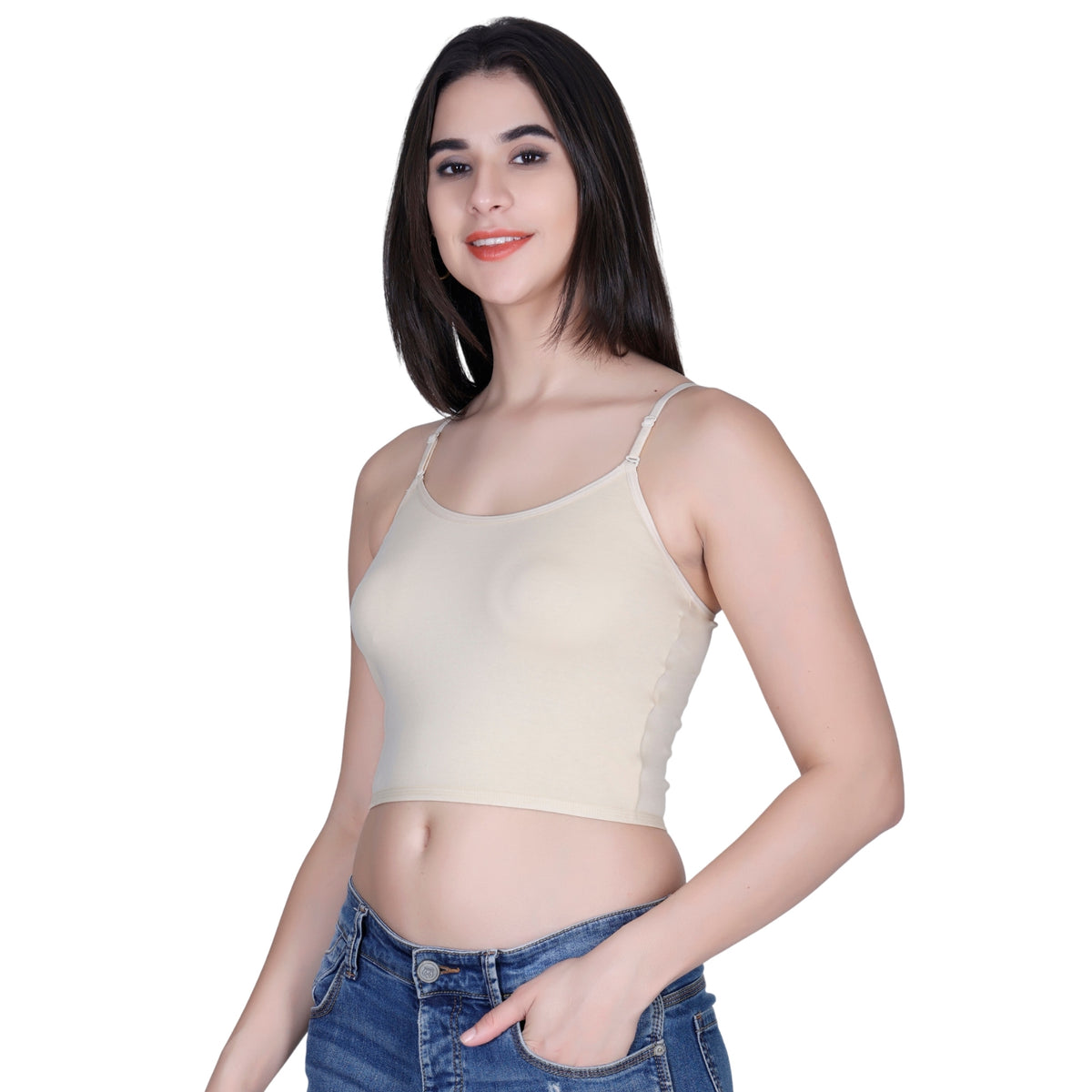 Aimly Women’s Cotton Adjustable Strap Non Padded Cami Bra | Soft Breathable Comfort Moisture Wicking Wire free Crop Top Innerwear for Casual Outfits, Office, College, Travel & Everyday Comfort | Seamless Daily Wear Supportive Bra for Girls & Women