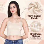 Aimly Women’s Cotton Adjustable Strap Non Padded Cami Bra | Soft Breathable Comfort Moisture Wicking Wire free Crop Top Innerwear for Casual Outfits, Office, College, Travel & Everyday Comfort | Seamless Daily Wear Supportive Bra for Girls & Women