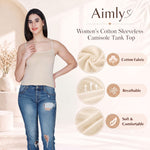 Aimly Women’s Cotton Camisole | Sleeveless Spaghetti Strap Innerwear Vest | Soft Breathable Lightweight Daily Wear Sleepwear Camisole with Slim Straps | Casual Solid Basic Tank Top for Girls & Women | Comfortable Everyday Innerwear | Undershirt Vest