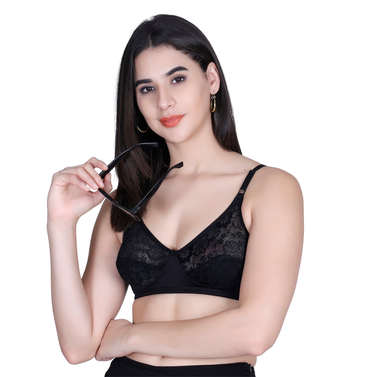 Aimly Women’s Lace Non-Padded Wireless Bra | Full Coverage Comfort Bra with Adjustable Straps | Soft Everyday Supportive Lingerie for Women (Pack 1)