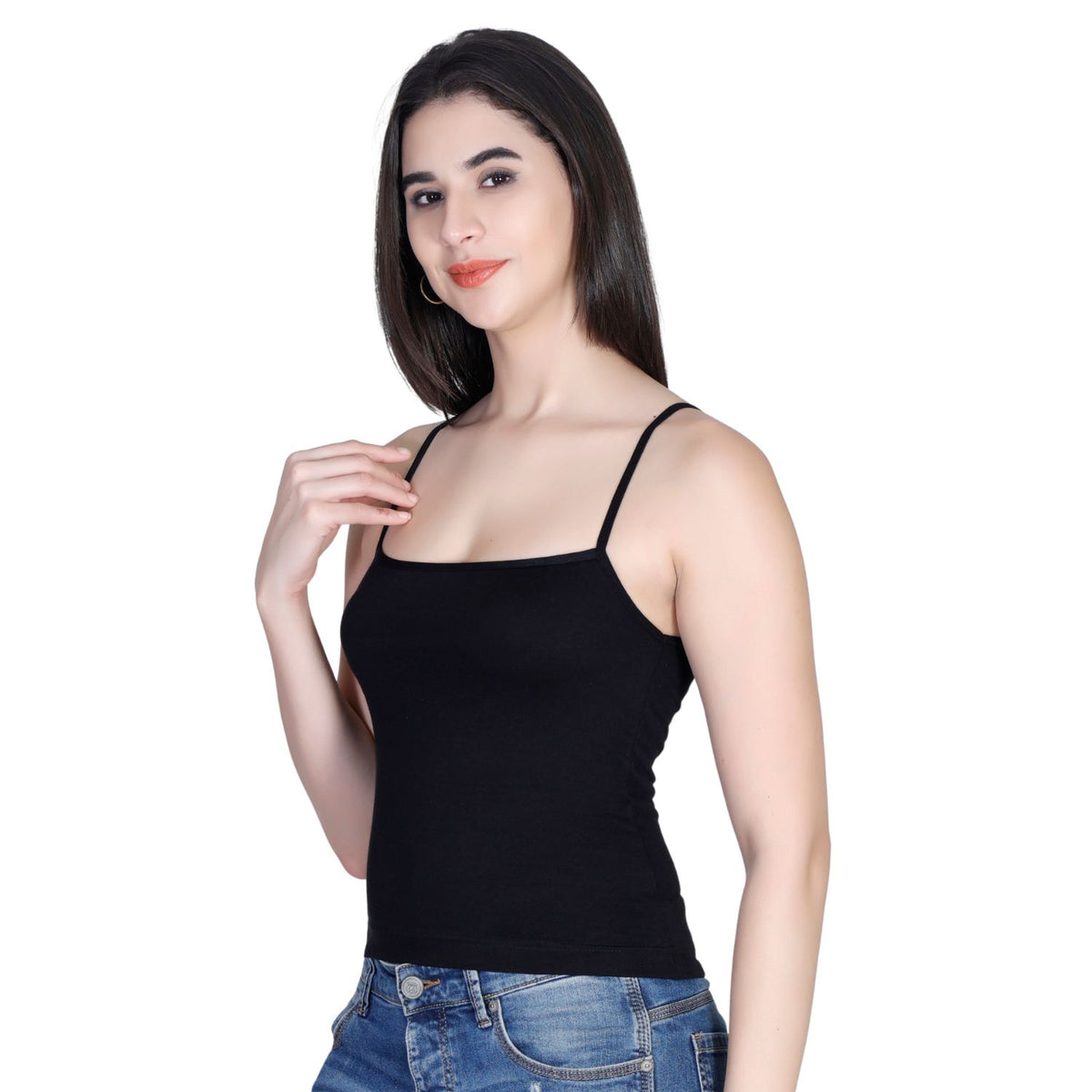 Aimly Women’s Cotton Camisole | Sleeveless Spaghetti Strap Innerwear Vest | Soft Breathable Lightweight Daily Wear Sleepwear Camisole with Slim Straps | Casual Solid Basic Tank Top for Girls & Women | Comfortable Everyday Innerwear | Undershirt Vest