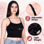 Aimly Women’s Cotton Adjustable Strap Non Padded Cami Bra | Soft Breathable Comfort Moisture Wicking Wire free Crop Top Innerwear for Casual Outfits, Office, College, Travel & Everyday Comfort | Seamless Daily Wear Supportive Bra for Girls & Women