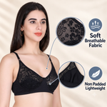 Aimly Women’s Lace Non-Padded Wireless Bra | Full Coverage Comfort Bra with Adjustable Straps | Soft Everyday Supportive Lingerie for Women (Pack 1)