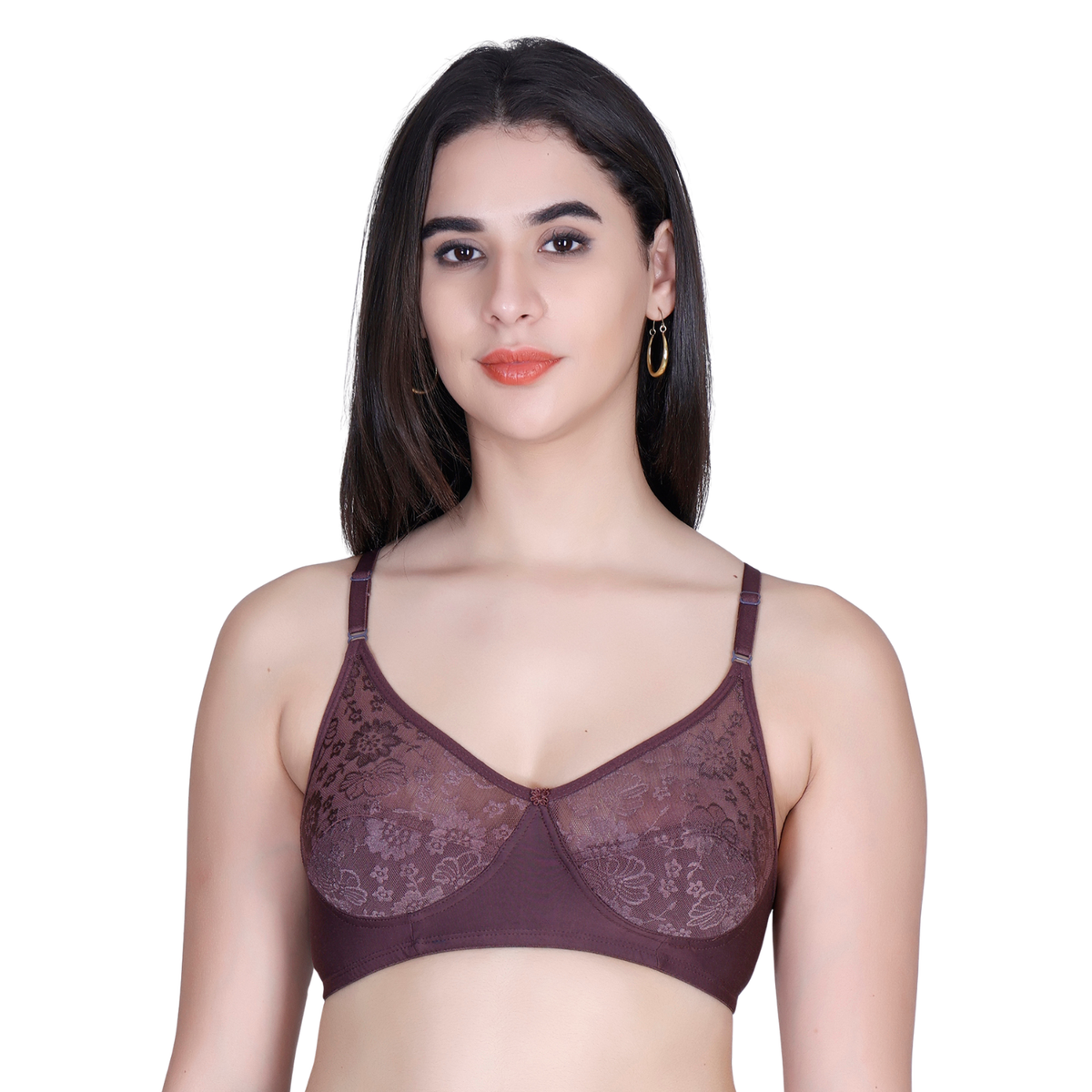 Aimly Women’s Lace Non-Padded Wireless Bra | Full Coverage Comfort Bra with Adjustable Straps | Soft Everyday Supportive Lingerie for Women (Pack 1)