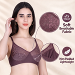 Aimly Women’s Lace Non-Padded Wireless Bra | Full Coverage Comfort Bra with Adjustable Straps | Soft Everyday Supportive Lingerie for Women (Pack 1)