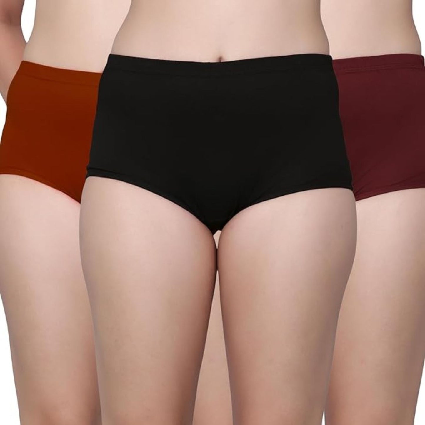 Women's Cotton Boy Short Panties Combo of 3 Maroon_Rani_Wine