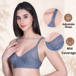 Aimly Women’s Lace Non-Padded Wireless Bra | Full Coverage Comfort Bra with Adjustable Straps | Soft Everyday Supportive Lingerie for Women (Pack 1)