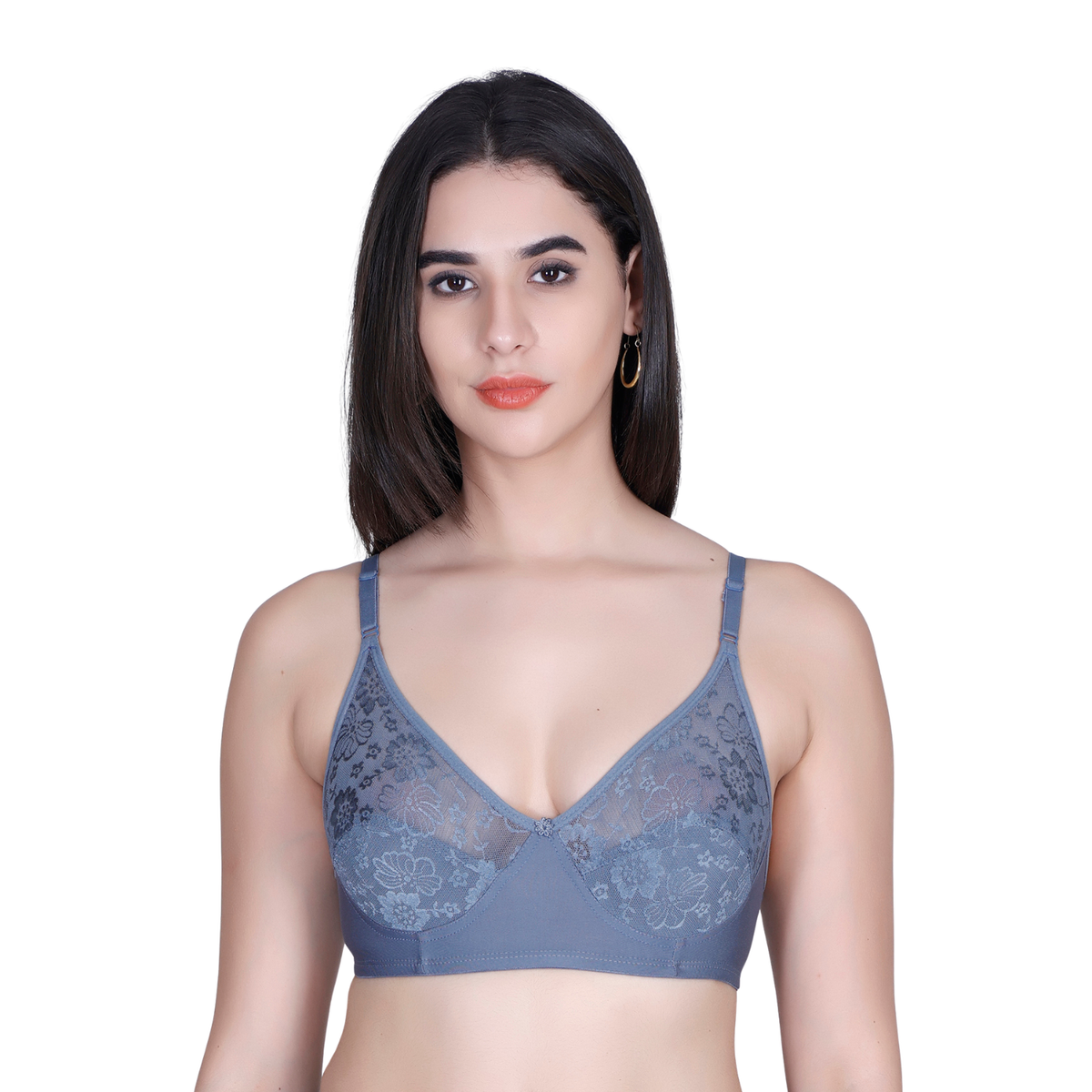 Aimly Women’s Lace Non-Padded Wireless Bra | Full Coverage Comfort Bra with Adjustable Straps | Soft Everyday Supportive Lingerie for Women (Pack 1)