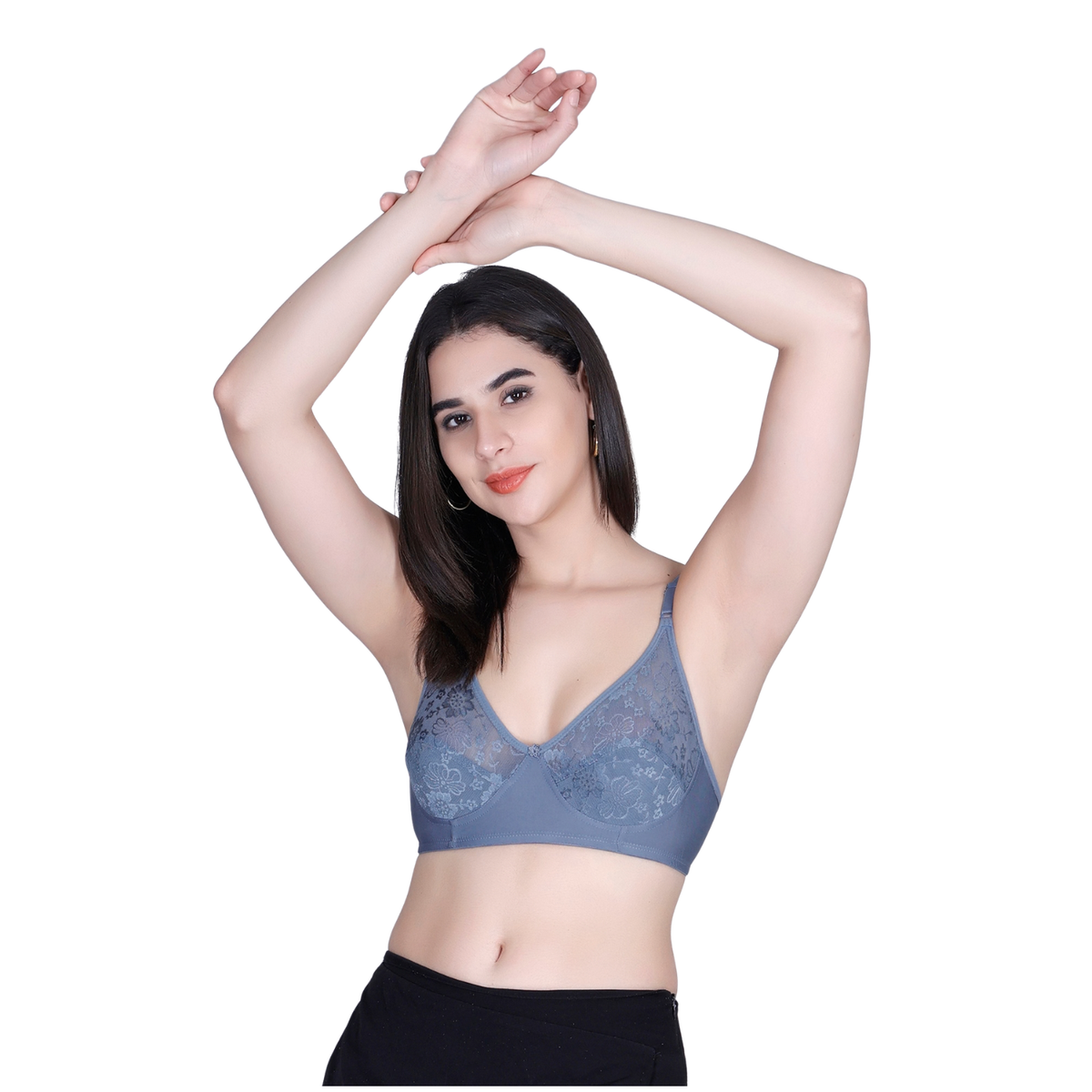 Aimly Women’s Lace Non-Padded Wireless Bra | Full Coverage Comfort Bra with Adjustable Straps | Soft Everyday Supportive Lingerie for Women (Pack 1)