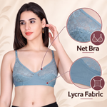 Aimly Women’s Lace Non-Padded Wireless Bra | Full Coverage Comfort Bra with Adjustable Straps | Soft Everyday Supportive Lingerie for Women (Pack 1)
