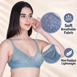 Aimly Women’s Lace Non-Padded Wireless Bra | Full Coverage Comfort Bra with Adjustable Straps | Soft Everyday Supportive Lingerie for Women (Pack 1)