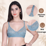Aimly Women’s Lace Non-Padded Wireless Bra | Full Coverage Comfort Bra with Adjustable Straps | Soft Everyday Supportive Lingerie for Women (Pack 1)