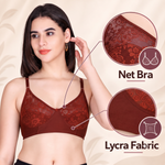 Aimly Women’s Lace Non-Padded Wireless Bra | Full Coverage Comfort Bra with Adjustable Straps | Soft Everyday Supportive Lingerie for Women (Pack 1)