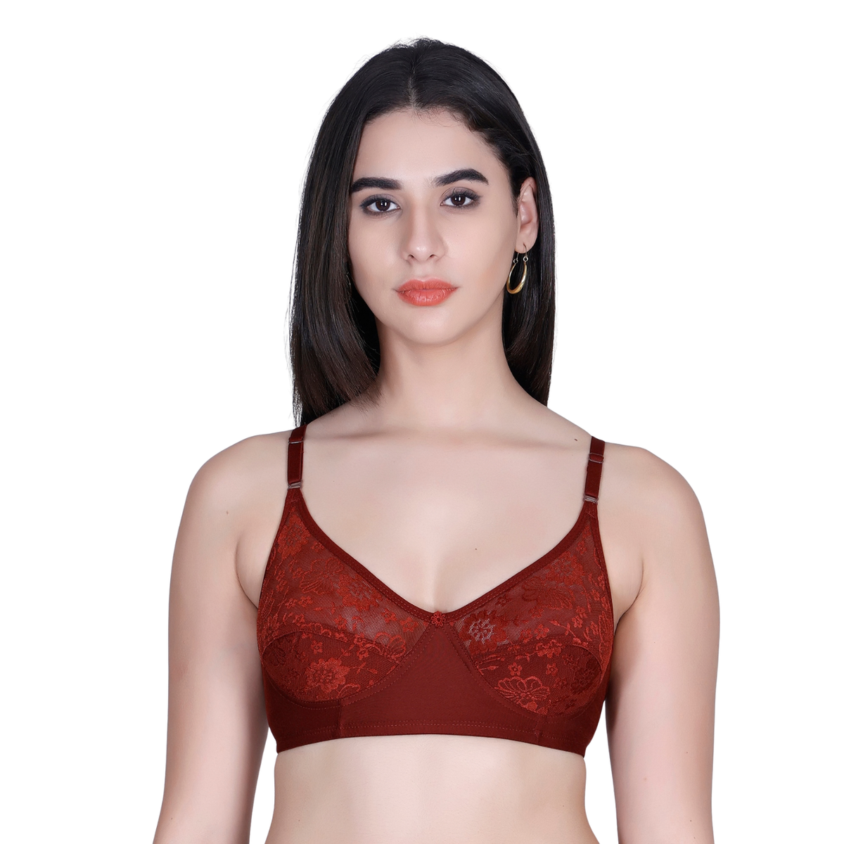Aimly Women’s Lace Non-Padded Wireless Bra | Full Coverage Comfort Bra with Adjustable Straps | Soft Everyday Supportive Lingerie for Women (Pack 1)