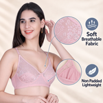 Aimly Women’s Lace Non-Padded Wireless Bra | Full Coverage Comfort Bra with Adjustable Straps | Soft Everyday Supportive Lingerie for Women (Pack 1)