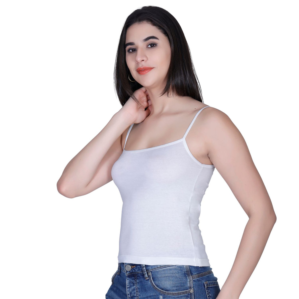 Aimly Women’s Cotton Camisole | Sleeveless Spaghetti Strap Innerwear Vest | Soft Breathable Lightweight Daily Wear Sleepwear Camisole with Slim Straps | Casual Solid Basic Tank Top for Girls & Women | Comfortable Everyday Innerwear | Undershirt Vest
