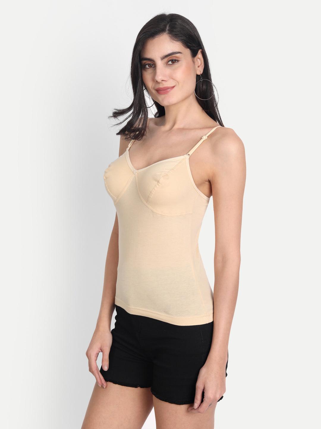 Women's Regular Fit Sleeveless Adjustable Strap Cotton Bra Cum