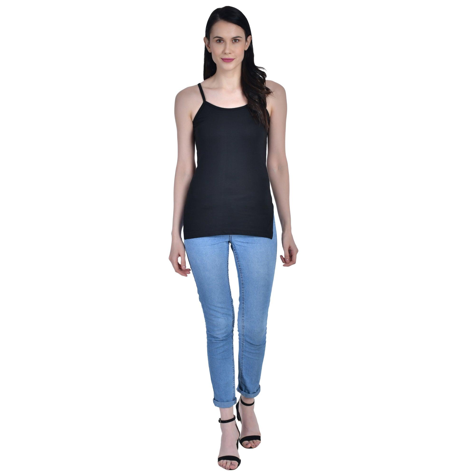 Buy Aimly Women's Cotton Camisole Slip Beige Black XL Pack of 2